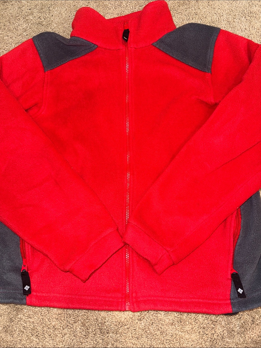 Columbia Red Teddy Fleece Full-Zip Jacket with Contrast Panels